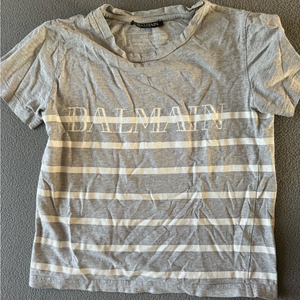 Kids Balmain Light Gray Tee Size 10A